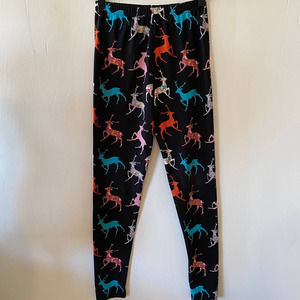 Black leggings with colorful deer